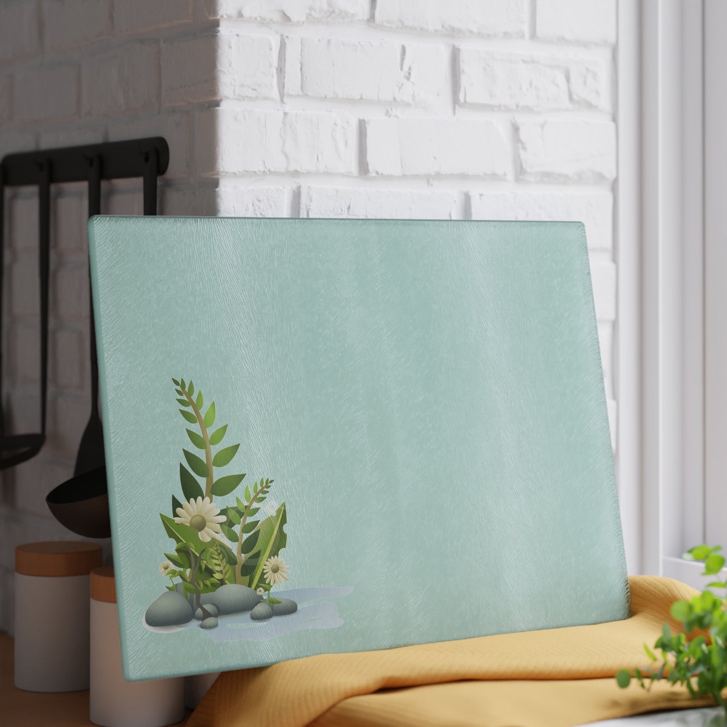 Floral Glass Cutting Board, Kitchen Decor, Gift for Chefs, Housewarming, Food Prep Board, Elegant Serving Tray