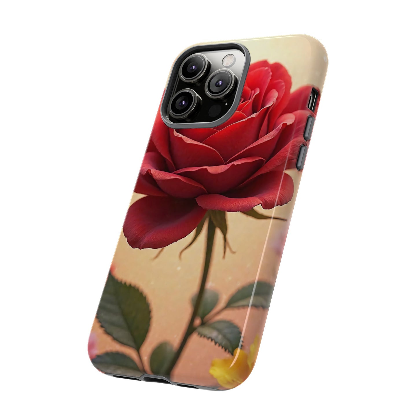 Floral Phone Case with Red Rose Design, Tough Phone Cover, Flower Print, Gift for Her, Stylish Accessory, Floral Aesthetic