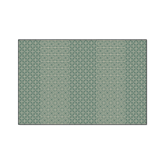 Green Geometric Heavy Duty Floor Mat — Durable Non-Slip Entry Rug