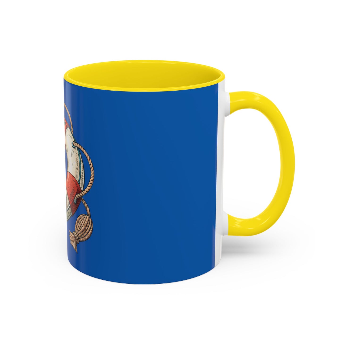 Lifesaver Accent Coffee Mug - Nautical Gift, Beach Decor, Sailor's Coffee Cup, Ocean Lover Mug, Summer Vibes