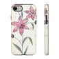 Floral Phone Case with Elegant Pink Lilies, Cute Floral Accessories, Phone Protection, Gift for Her, Stylish Cell Phone Cover