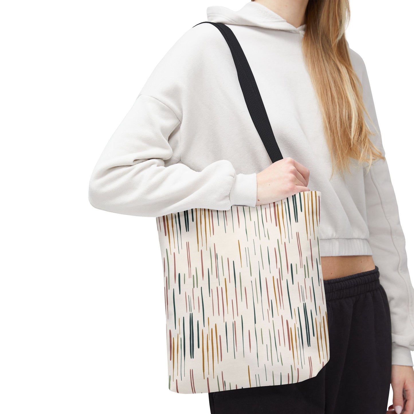 Earth Tones Abstract Stripe Tote Bag — Minimalist Boho Canvas Shopper
