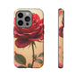 Floral Phone Case with Red Rose Design, Tough Phone Cover, Flower Print, Gift for Her, Stylish Accessory, Floral Aesthetic