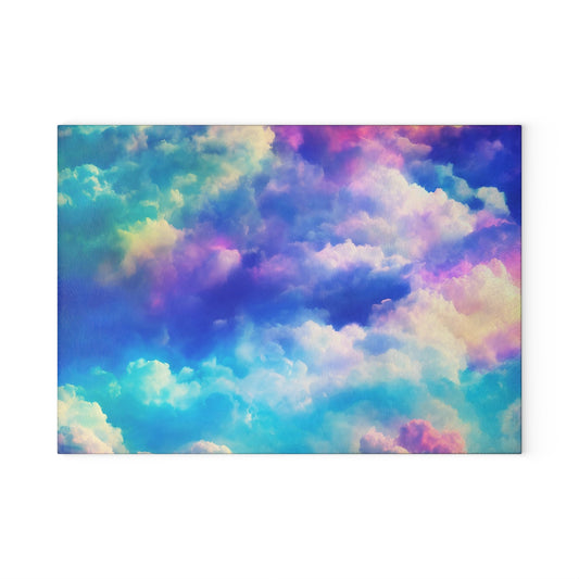 Colorful Cloud Glass Cutting Board, Kitchen Decor, Gift for Home Chefs, Unique Kitchenware, Cooking Gift, Home & Living Decorative Board