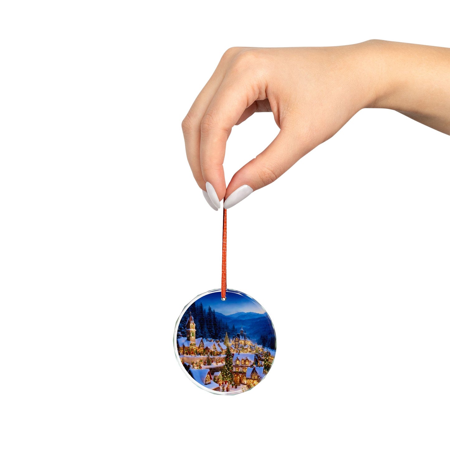 Crystal Heart Ornament — Snowy Christmas Village Glass Decoration