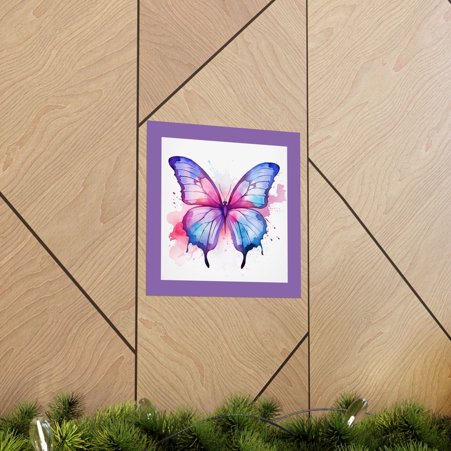 Butterfly Watercolor Matte Poster — Purple Vertical Art Print