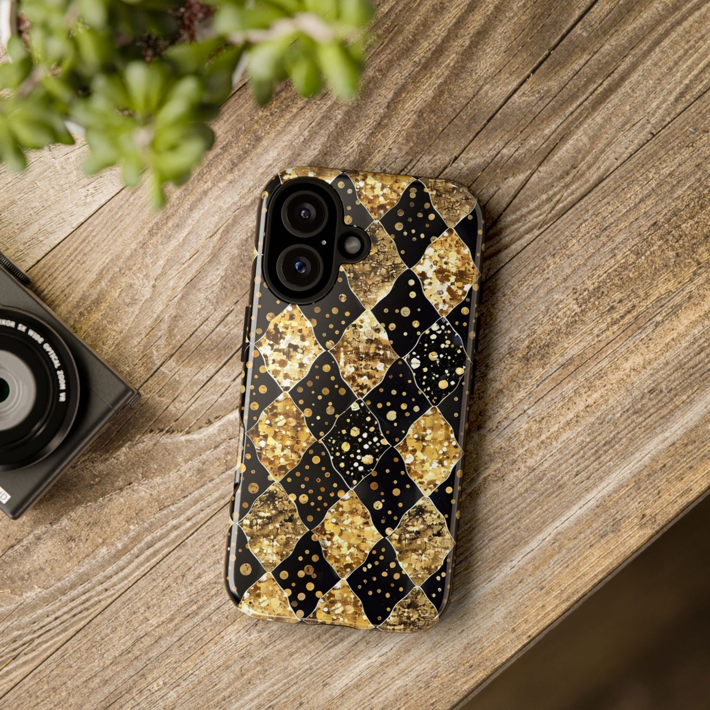 Elegant Gold & Black Phone Case for Tough Protection