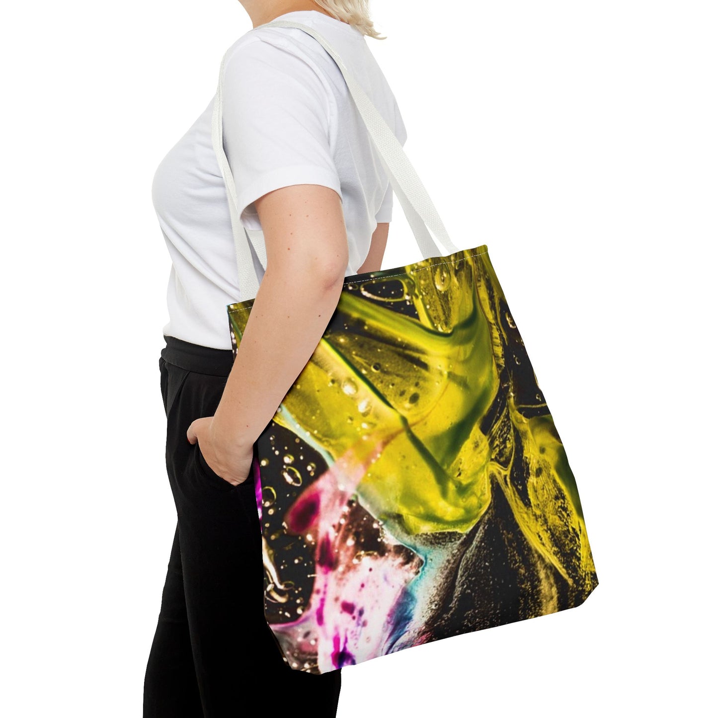 Vibrant Abstract Art Tote Bag, Colorful Reusable Shopper
