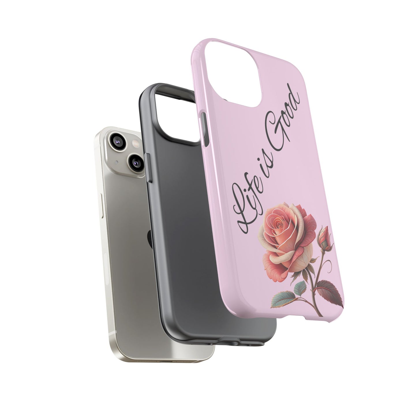 Roses & Positivity Phone Case - Floral Design, Life is Good, Tough Cases for Everyday Wear, Gift for Friends, Mother's Day, Spring [...]
