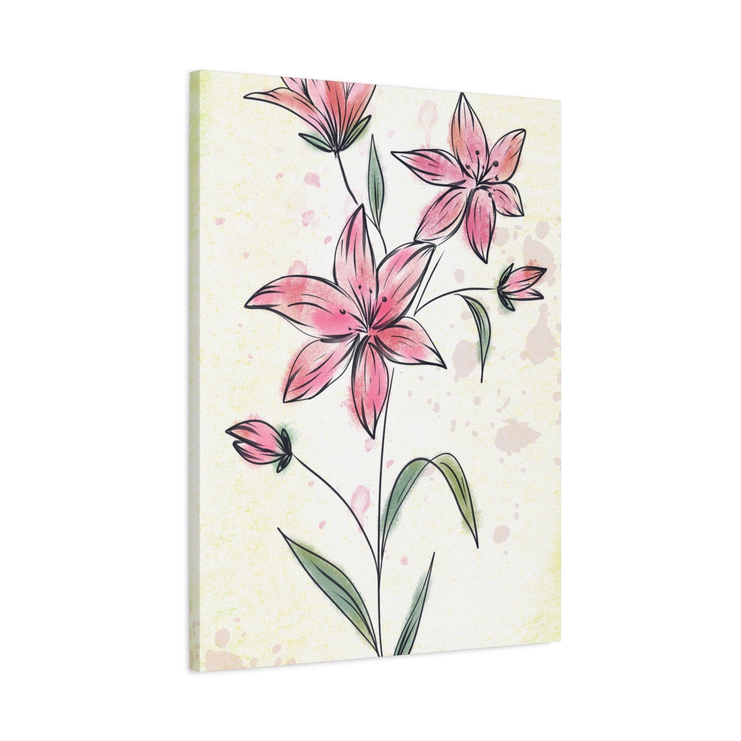 Matte Canvas, Stretched, 1.25" Tulips Pink Flowers