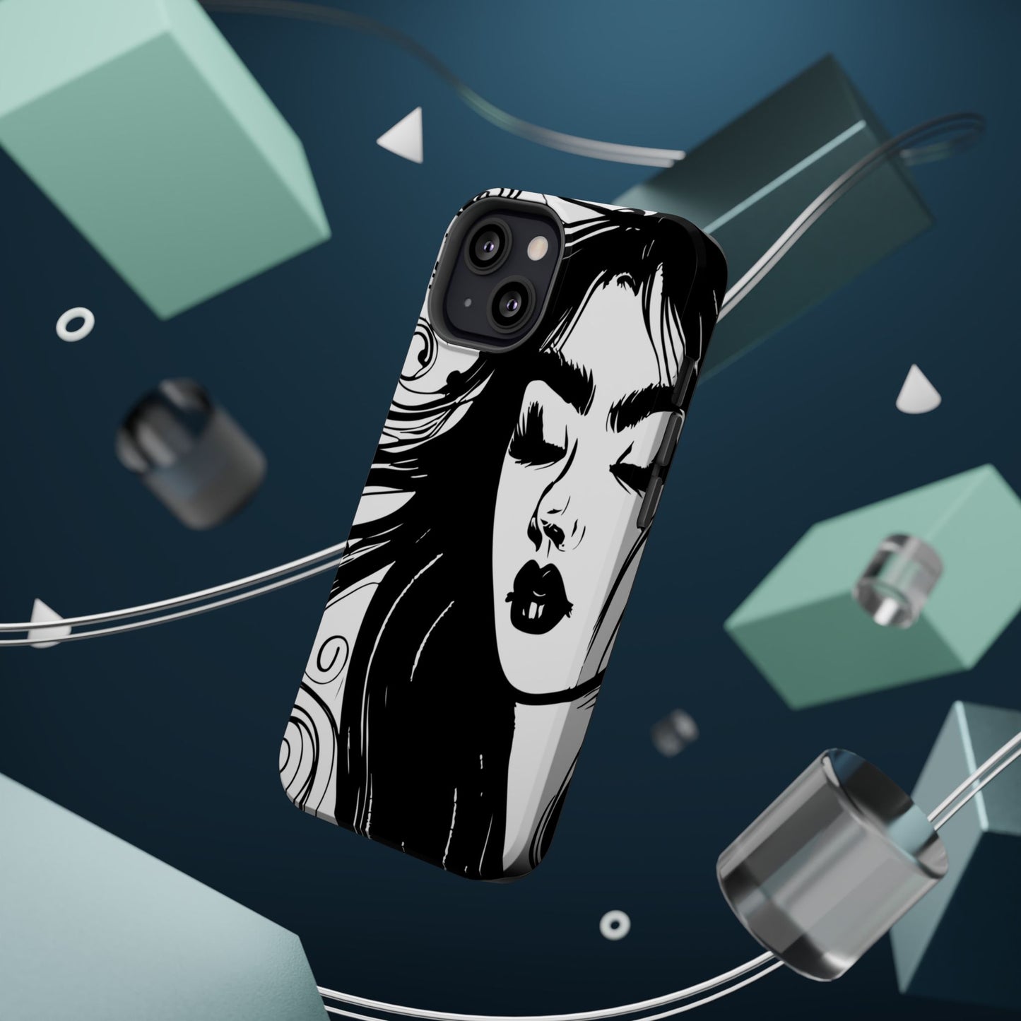 Artistic Black & White Portrait Phone Case — Magnetic Impact-Resistant