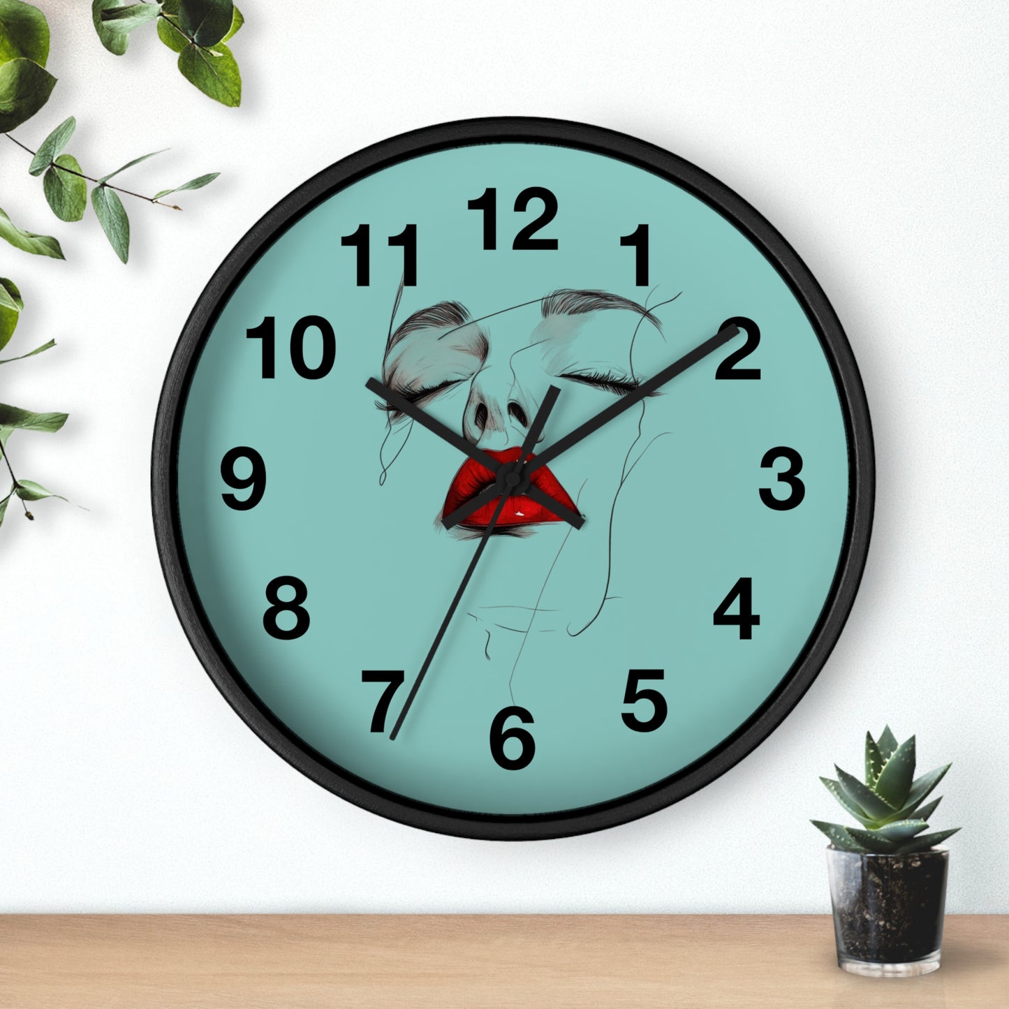 Modern Art Wall Clock - Abstract Lips Design, Home Decor, Gift for Her, Unique Wall Decor, Feminine Artwork, Stylish Timepiece