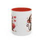 Cute Monkey Love Coffee Mug, Valentine's Gift, Animal Lover's Mug, Heartfelt Coffee Cup, Fun Kitchen Decor