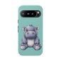 Cute Hippo Phone Case, Tough Phone Cover, Fun Animal Case, Gift for Kids, Cute Decor, Birthday Present