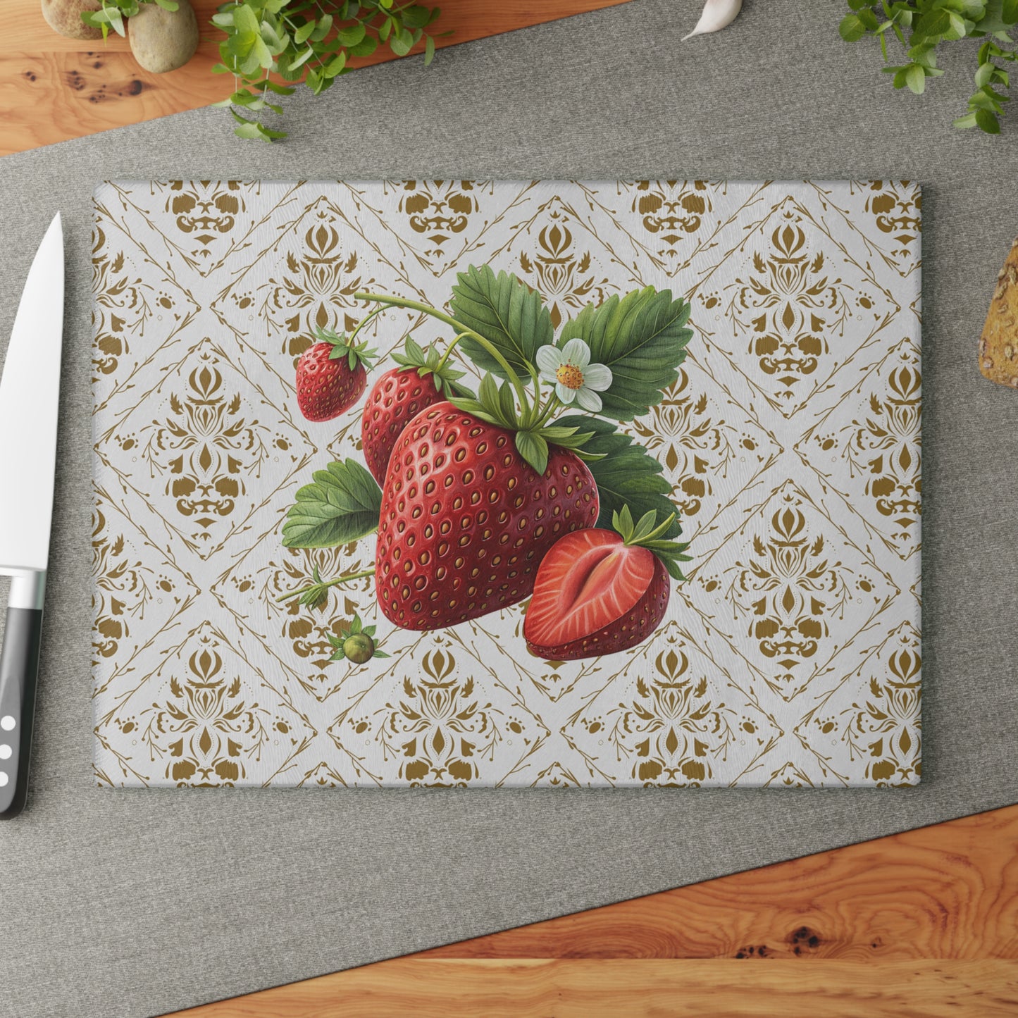 Charming Strawberry Glass Cutting Board - Perfect for Kitchens, Gifts
