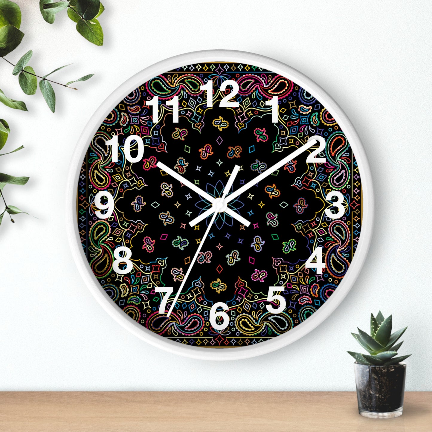 Colorful Mandala Wall Clock Boho Home Decor, Unique Gift, Modern Timepiece