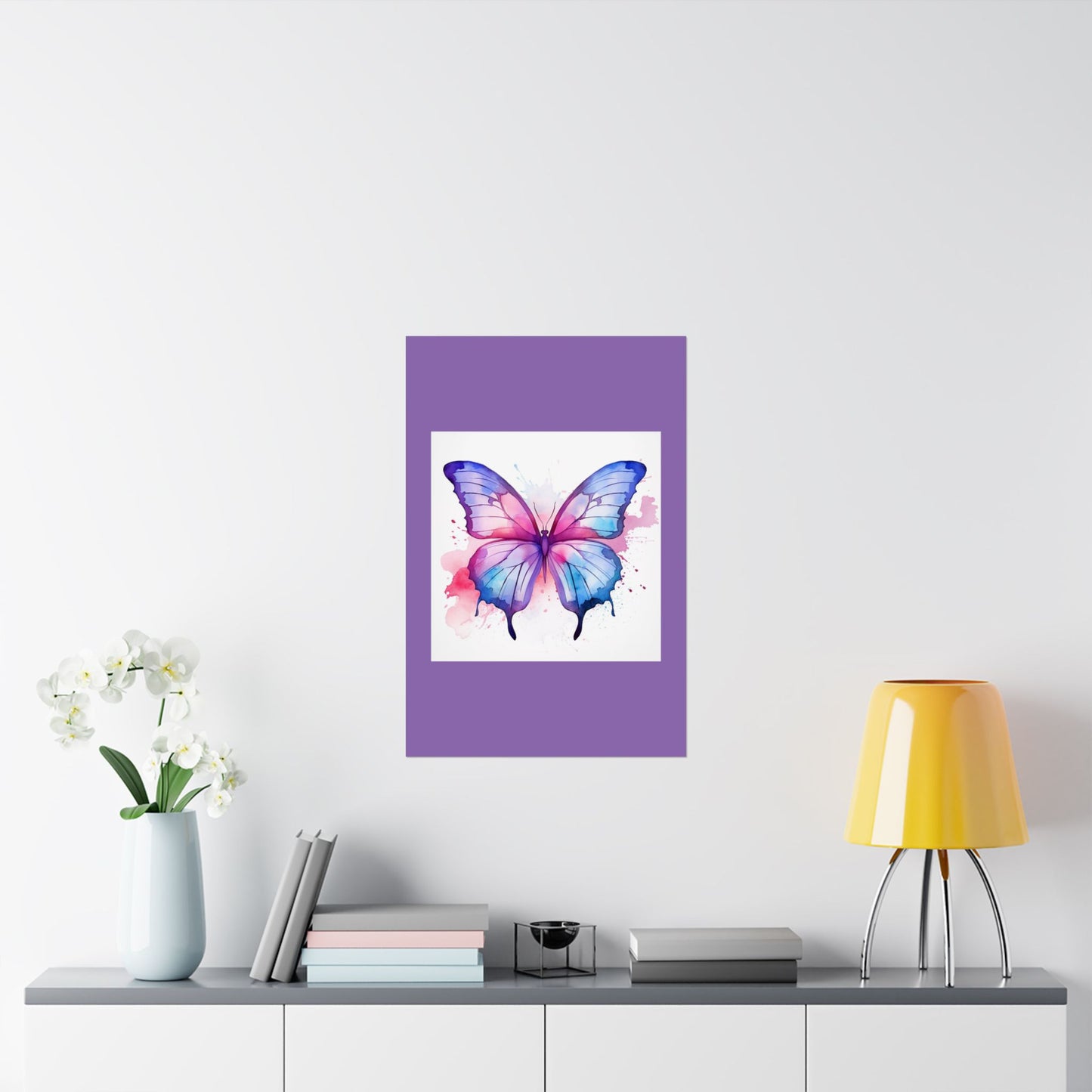 Butterfly Watercolor Matte Poster — Purple Vertical Art Print