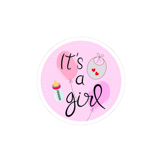 It's a Girl Kiss-Cut Stickers – Baby Shower Decor, Cute Pink Stickers, Gift Tags, Scrapbooking, Party Favors, Laptop Stickers