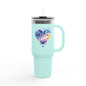 Colorful Heart Insulated Travel Mug | 40oz | Great for Coffee, Tea, Outdoors, Gifts, Love