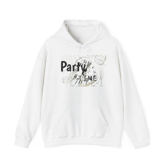 Party Time Unisex Hooded Sweatshirt, Fun Casualwear, Comfortable Gift, Perfect for Celebrations, Party-Outfit Essential