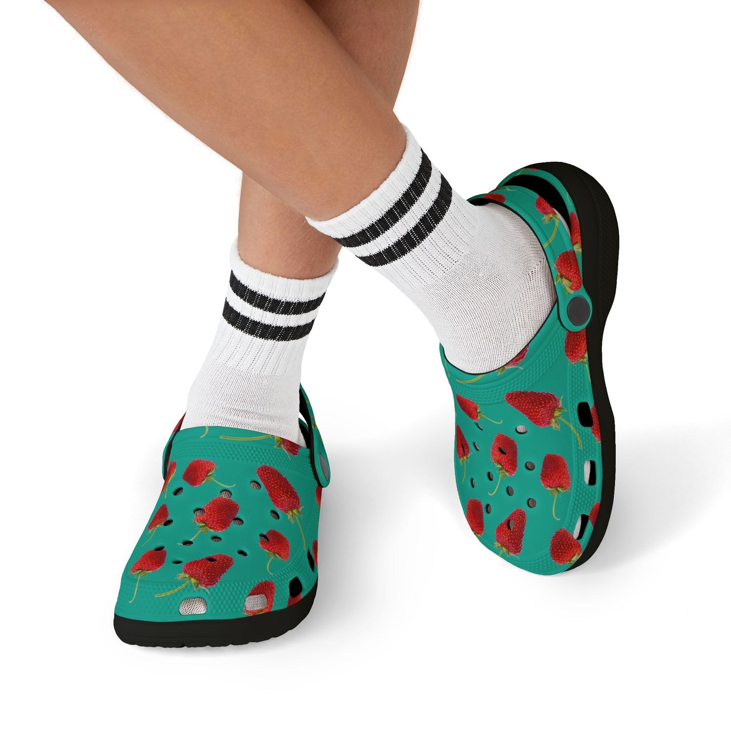 Strawberry Print Kid's EVA Foam Clogs, Fun Summer Footwear, Playful Garden Clogs, Kids Summer Shoes, Cute Outdoor Sandals