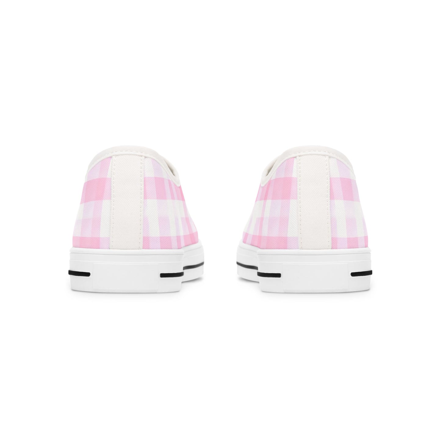 Pink Gingham Low Top Sneakers - Women's Casual Canvas Shoes