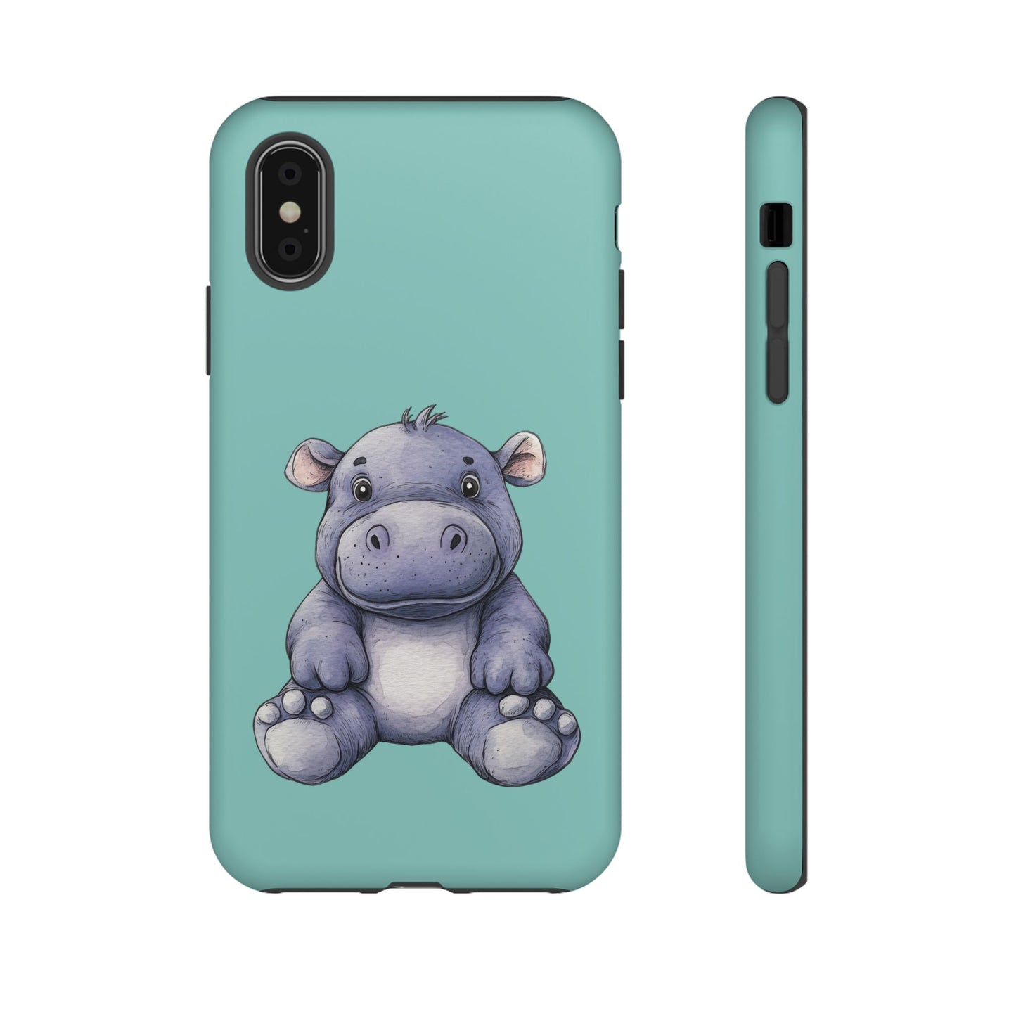 Cute Hippo Phone Case, Tough Phone Cover, Fun Animal Case, Gift for Kids, Cute Decor, Birthday Present