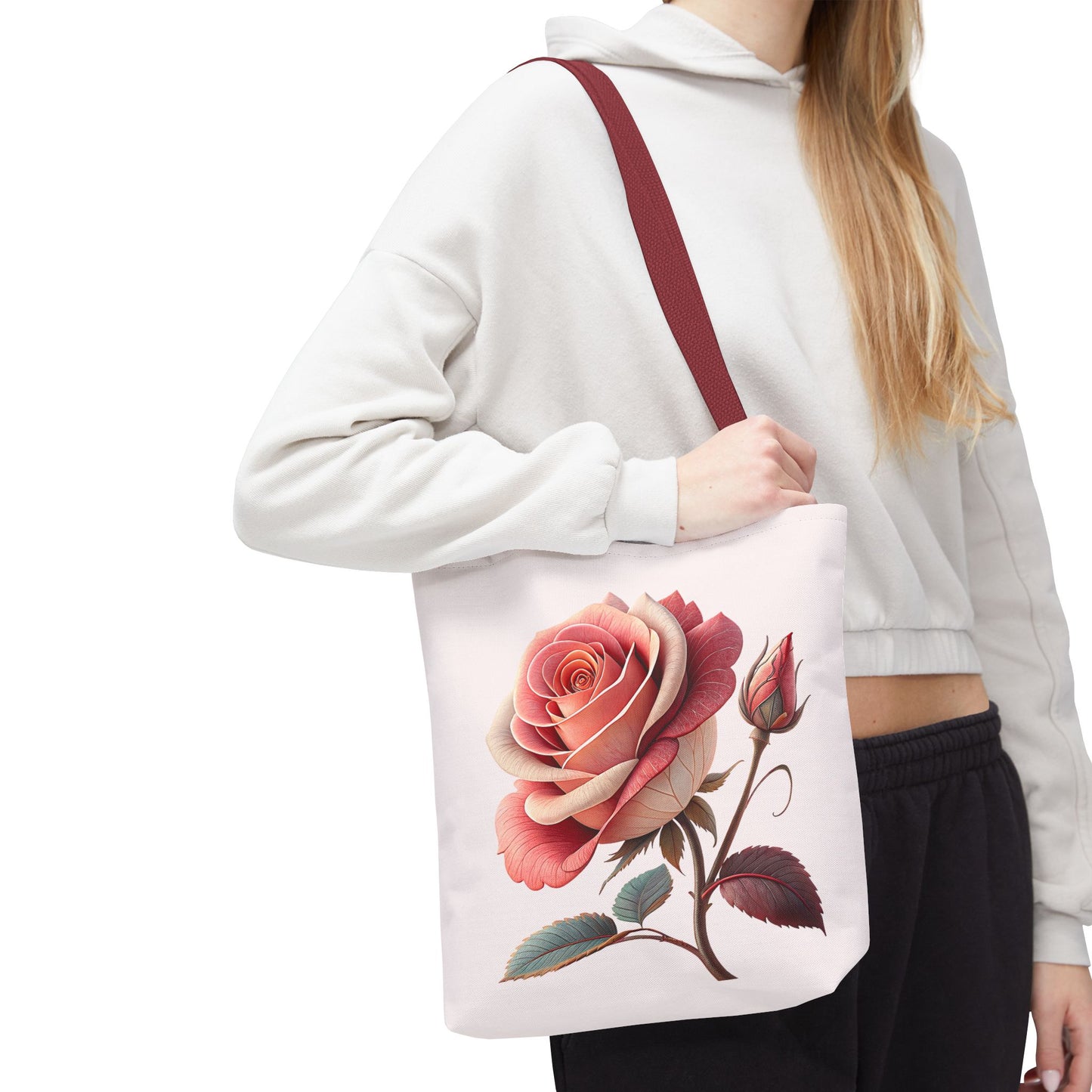 Romantic Floral Tote Bag, Rose Design, Chic Bag, Stylish Carryall, Perfect Gift for Her, Everyday Use, Eco-Friendly