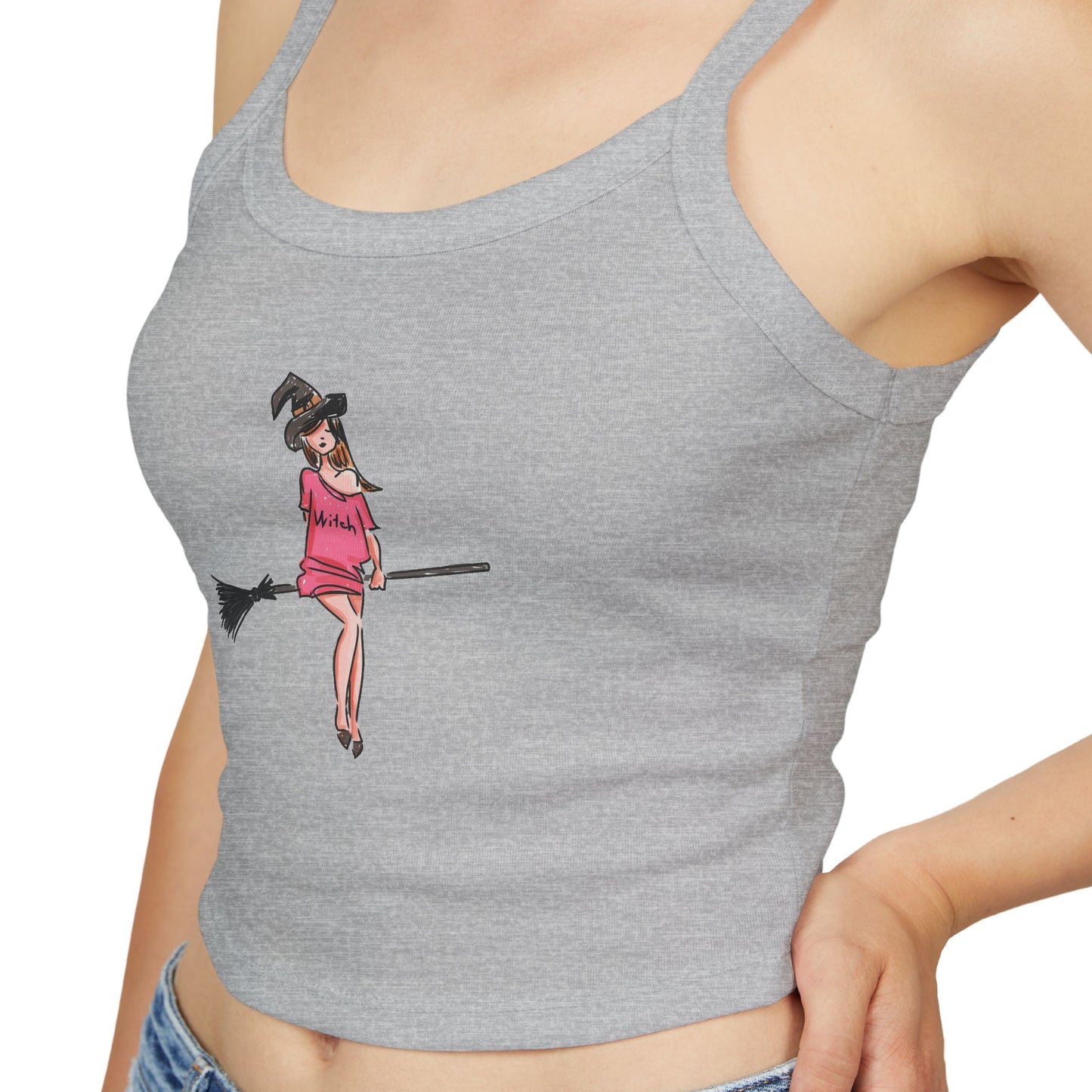 Witchy Spaghetti Strap Tank Top - Fun Summer Wear, Casual Party Top, Perfect for Halloween, Gifts for Friends, Everyday Fashion