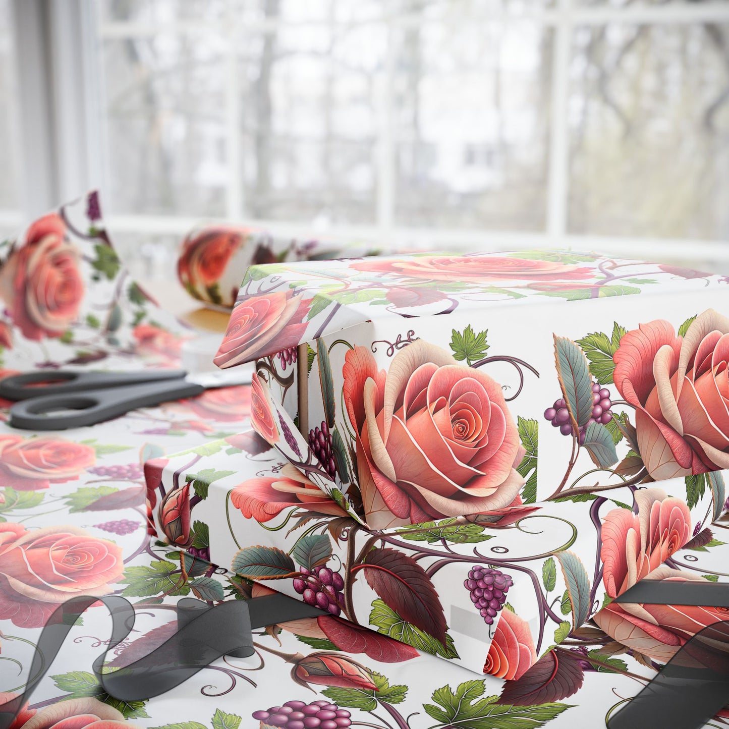 Floral Gift Wraps - Elegant Flower Wrapping Paper for Birthdays, Holidays, Weddings, Celebrations, Eco-friendly Gift Wraps