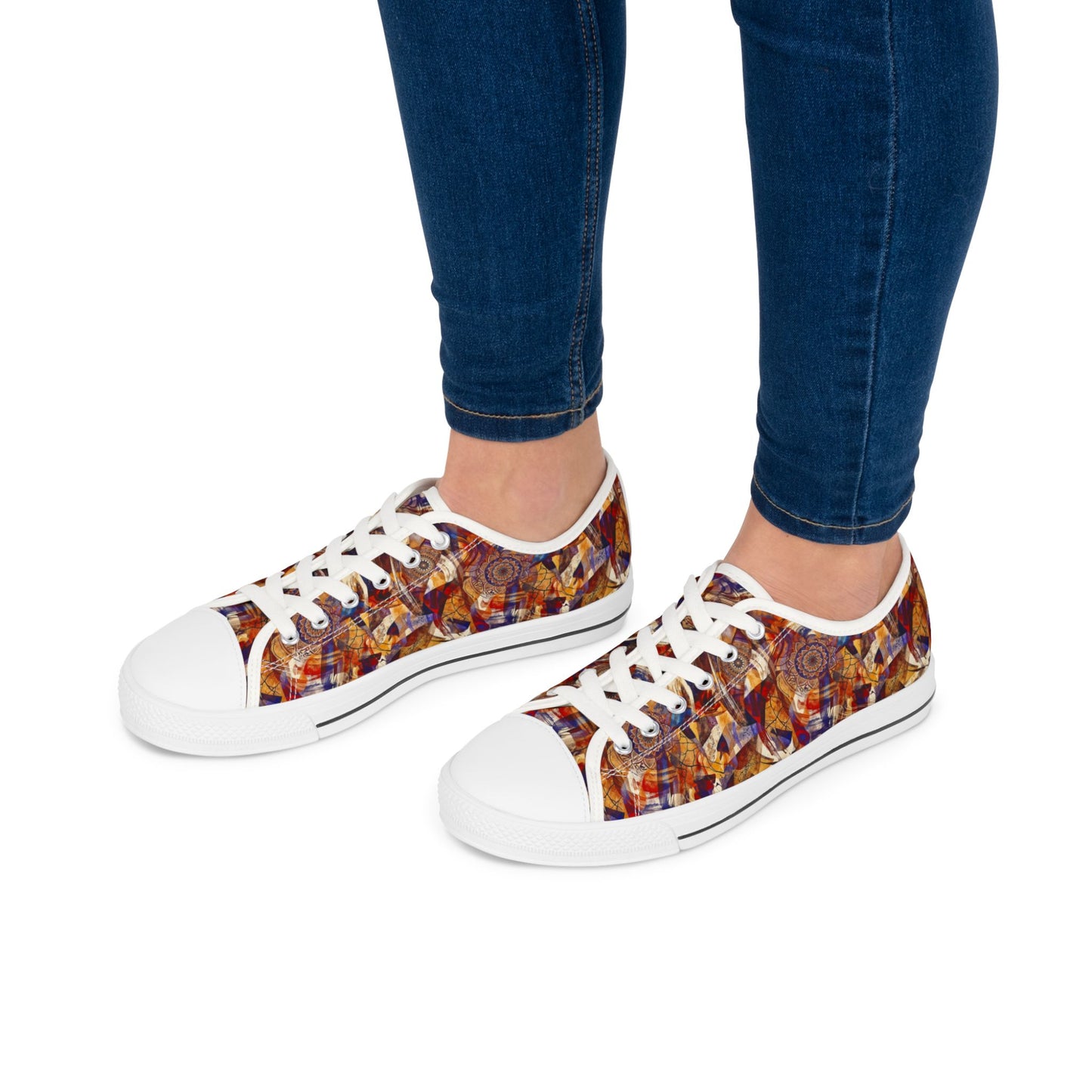 Abstract Mosaic Low Top Sneakers — Women's Artistic Casual Shoes