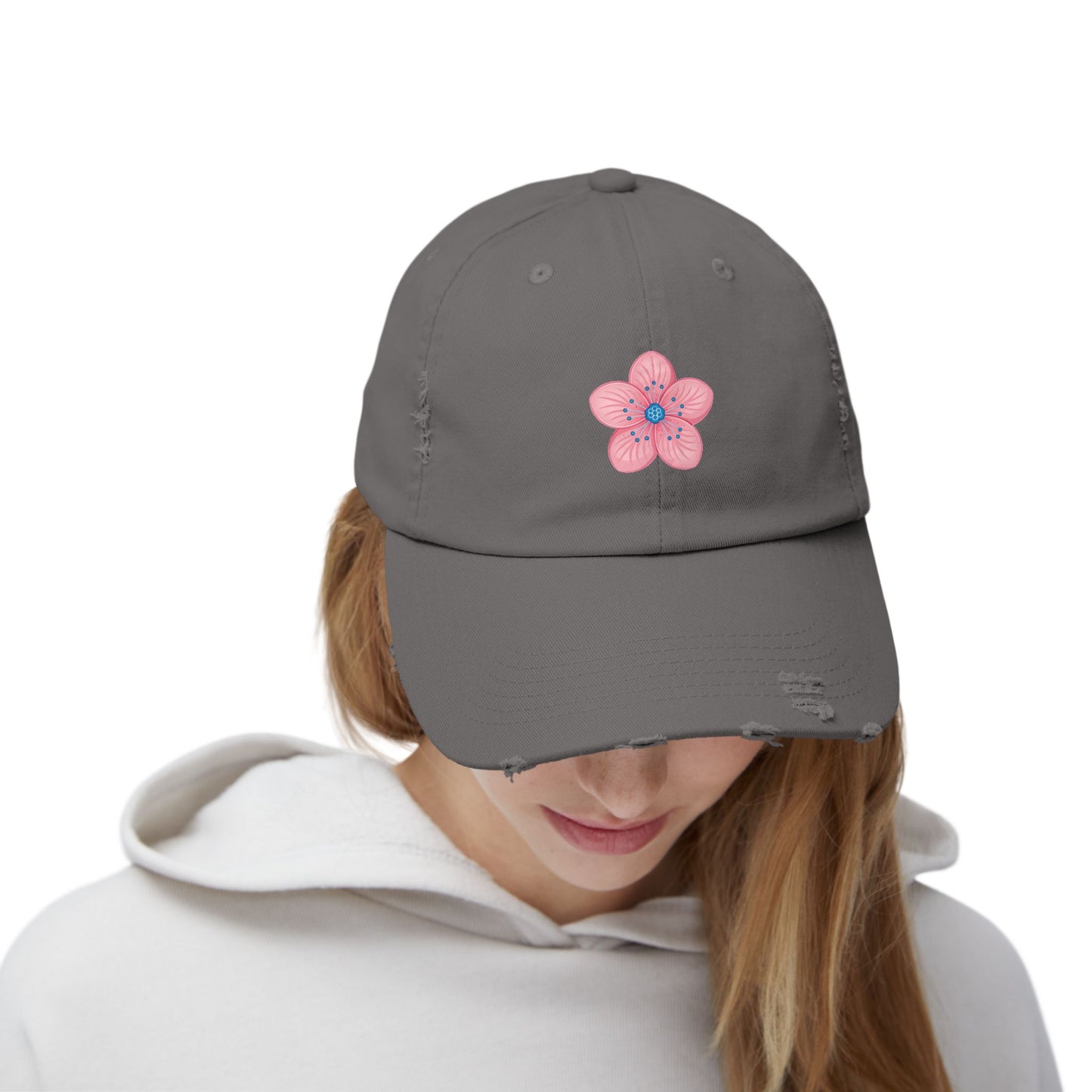 Floral Distressed Cap | Trendy Hat for Spring and Summer | Perfect Gift for Floral Lovers, Outdoor Events, Festivals, Birthdays