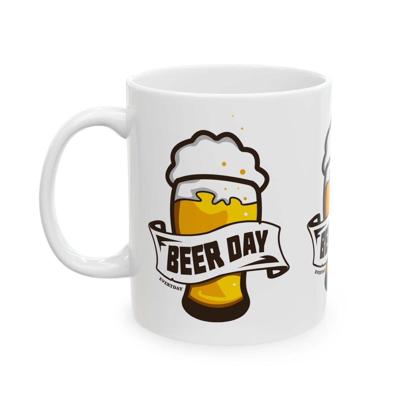 Beer Day Ceramic Mug - Fun Gift for Beer Lovers, Drinking Parties, Home Bar Decor, Father's Day, Birthday, Celebration