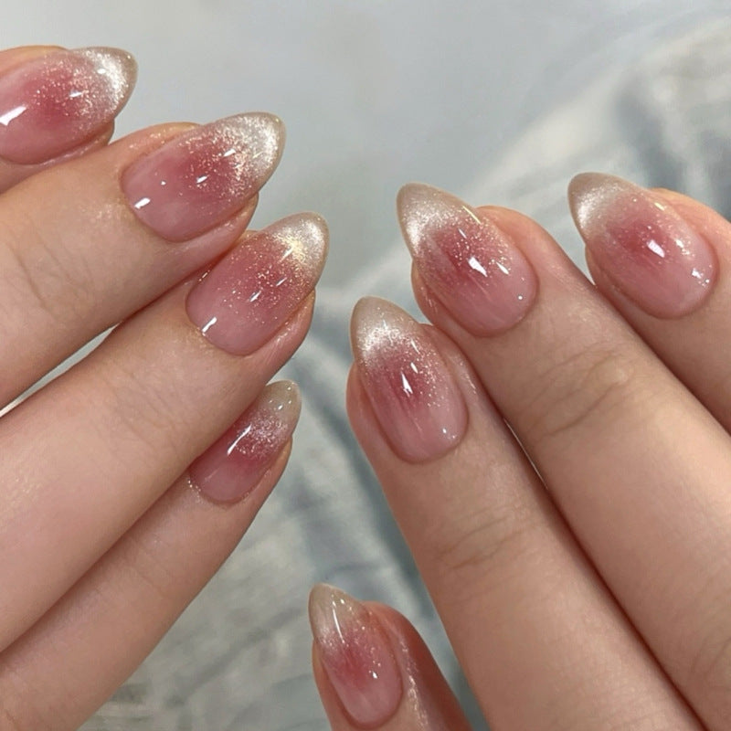 French Minimalist Nude Pink Almond Short Press On Nails