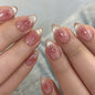 French Minimalist Nude Pink Almond Short Press On Nails
