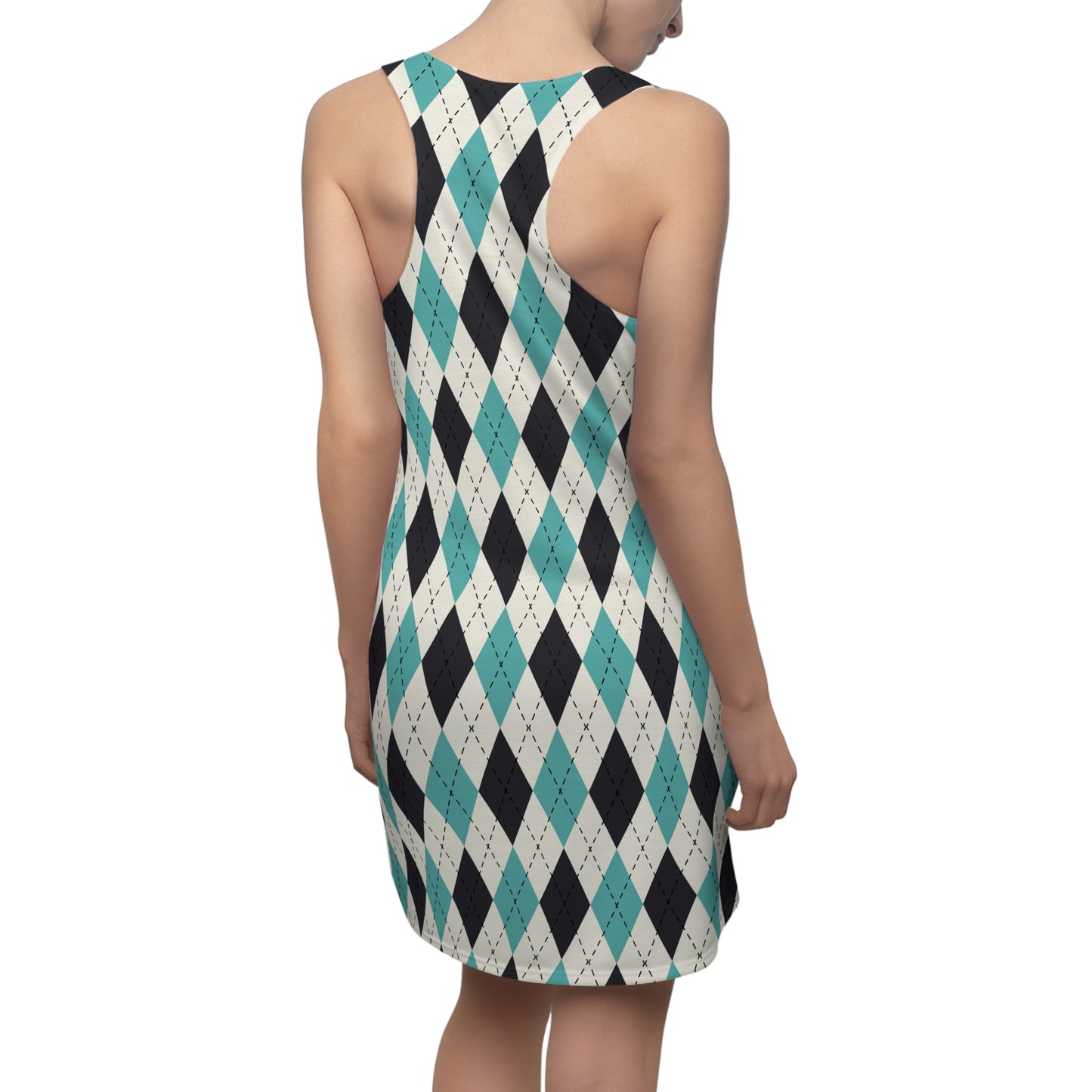 Stylish Argyle Women's Racerback Dress, Perfect for Summer, Beach, and Casual Outings, Trendy Floral Print Dress, Everyday Wear