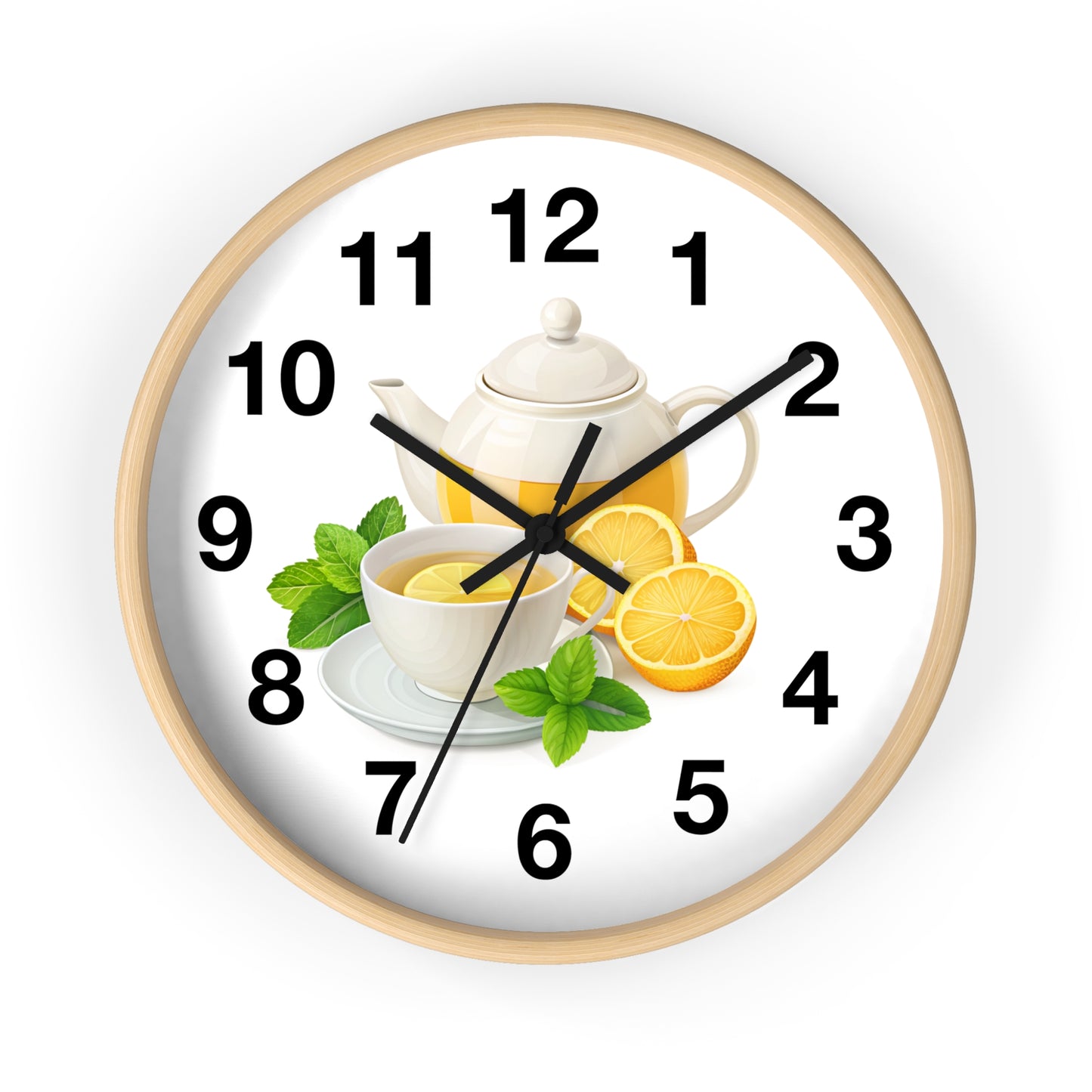 Charming Teatime Wall Clock, Kitchen Decor, Tea Lover Gift, Rustic Clock, Home Office Accessory, Lemon Tea Stationery