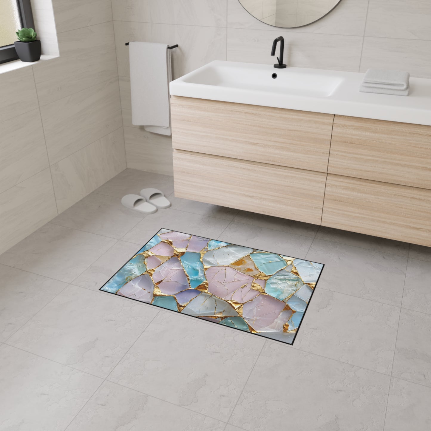 Elegant Geode Floor Mat, Luxurious Entrance Rug,  Non-Slip