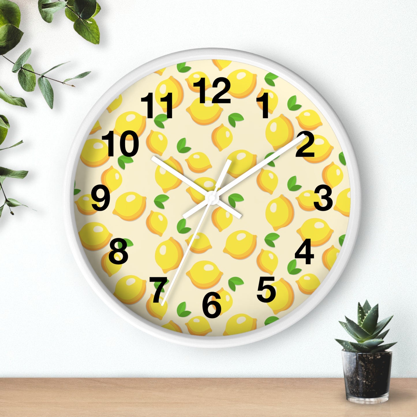 Lemon Pattern Wall Clock – Bright Citrus Kitchen Clock