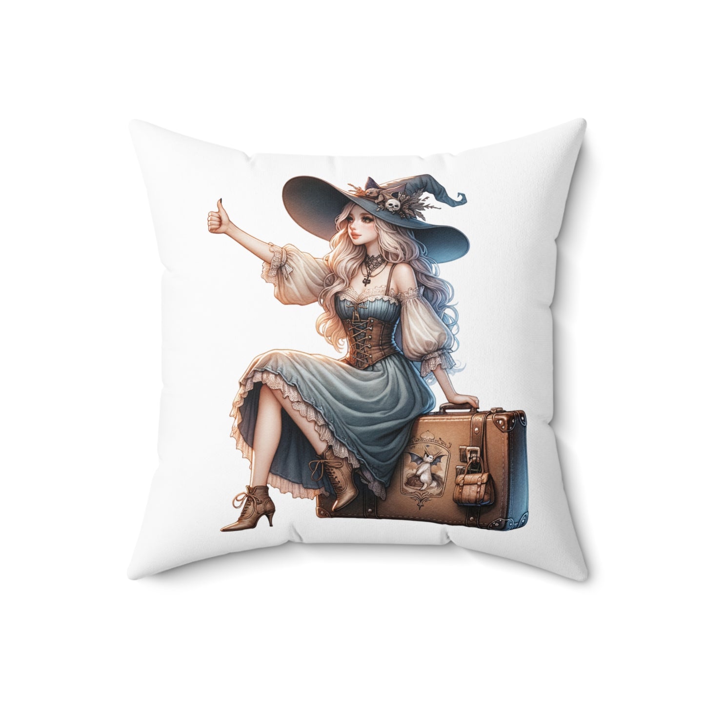 Whimsical Witch Decorative Pillow, Cozy Home Accent, Halloween Decor, Gift for Witch Lovers, Spooky Home Decor, Magic Pillow