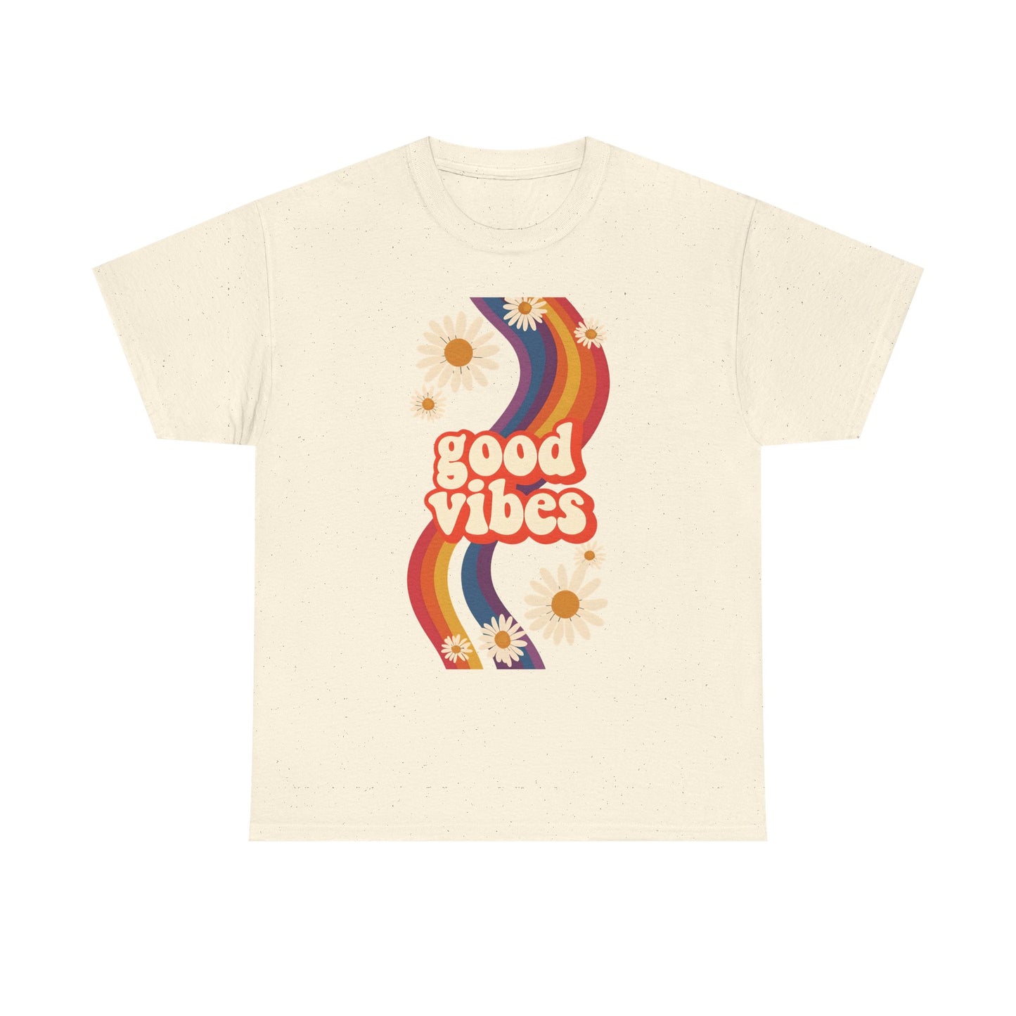 Good Vibes Unisex Heavy Cotton Tee, Retro Graphic T-Shirt, Feel Good Apparel, Summer Outfit, Casual Gift for Friends