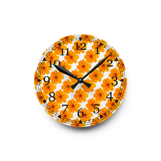 Floral Acrylic Wall Clock - Bright Flower Design for Home Decor, Perfect Gift