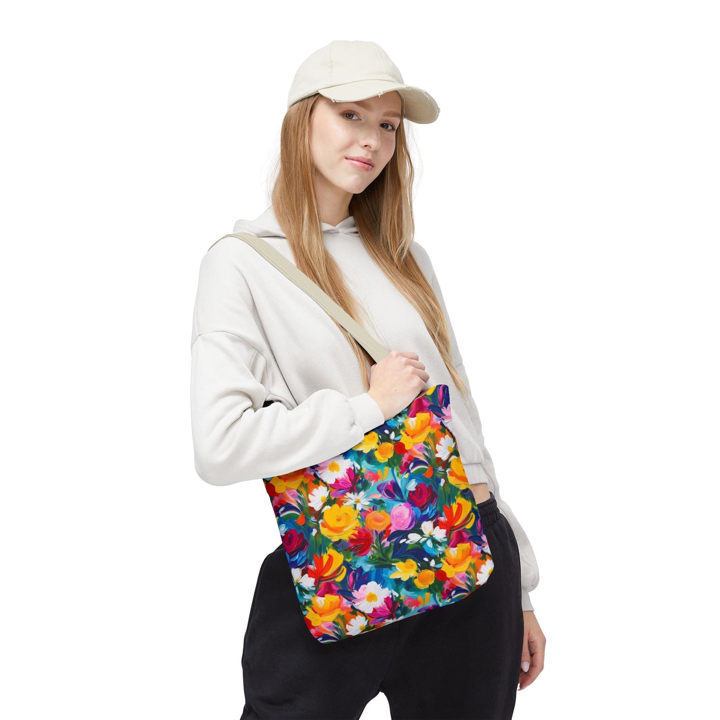 Colorful Floral Tote Bag — Vibrant All-Over Print Shopper