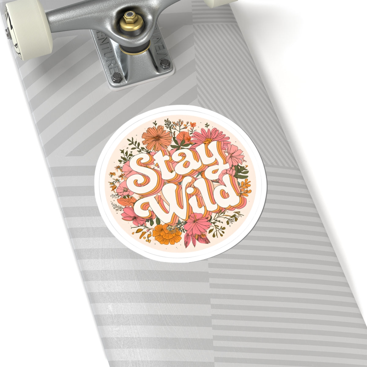 Stay Wild Floral Sticker — Retro Boho Laptop & Water Bottle Decal