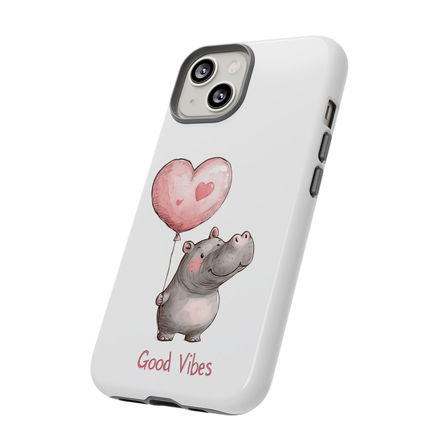 Cute Hippo Phone Case - Good Vibes Design, Animal Lover Gift, Fun Accessory, Birthday Present, Phone Accessories