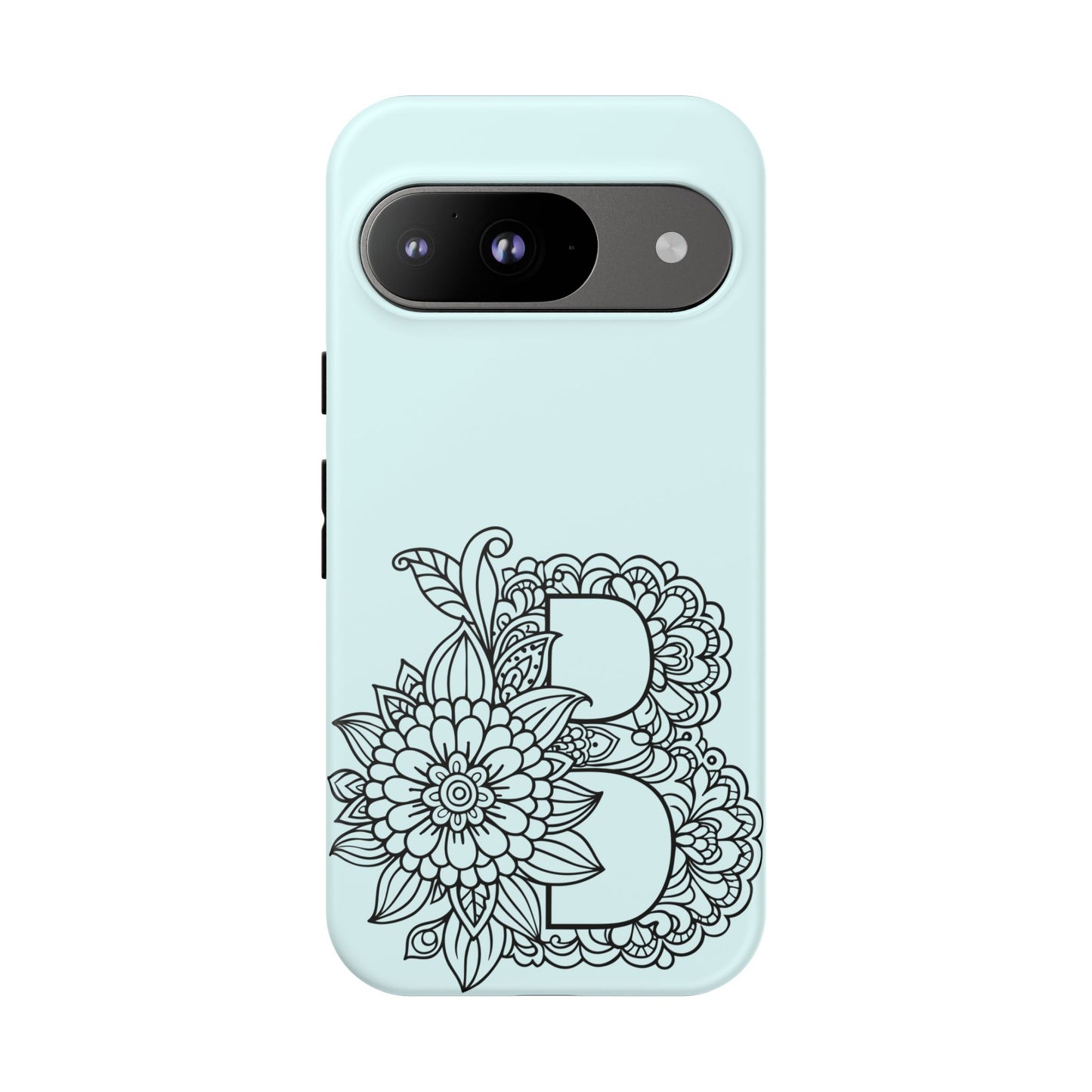 Personalized Tough Phone Case- Letter B, Floral Monogram Cell Phone Cover, Custom Protective Case, Unique Gift, Birthday, Graduation