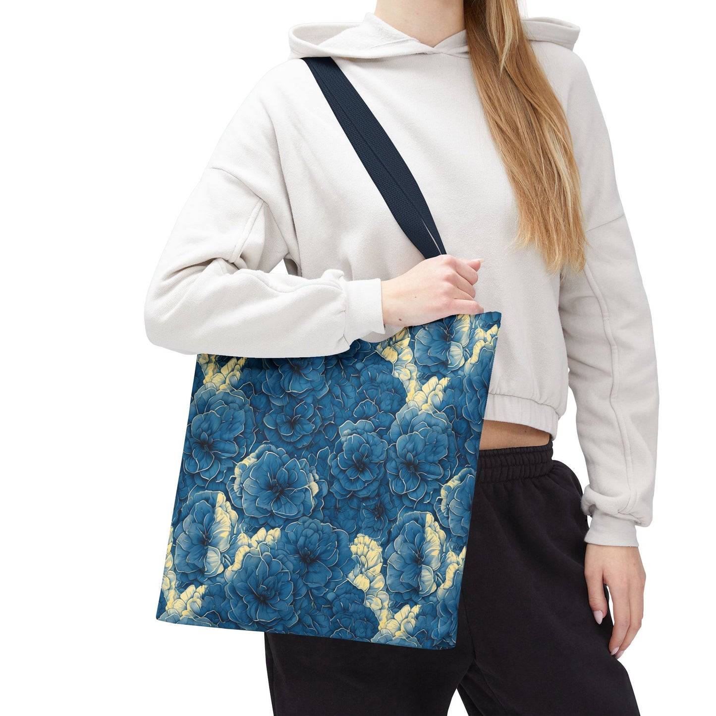 Floral Blue Peony Tote