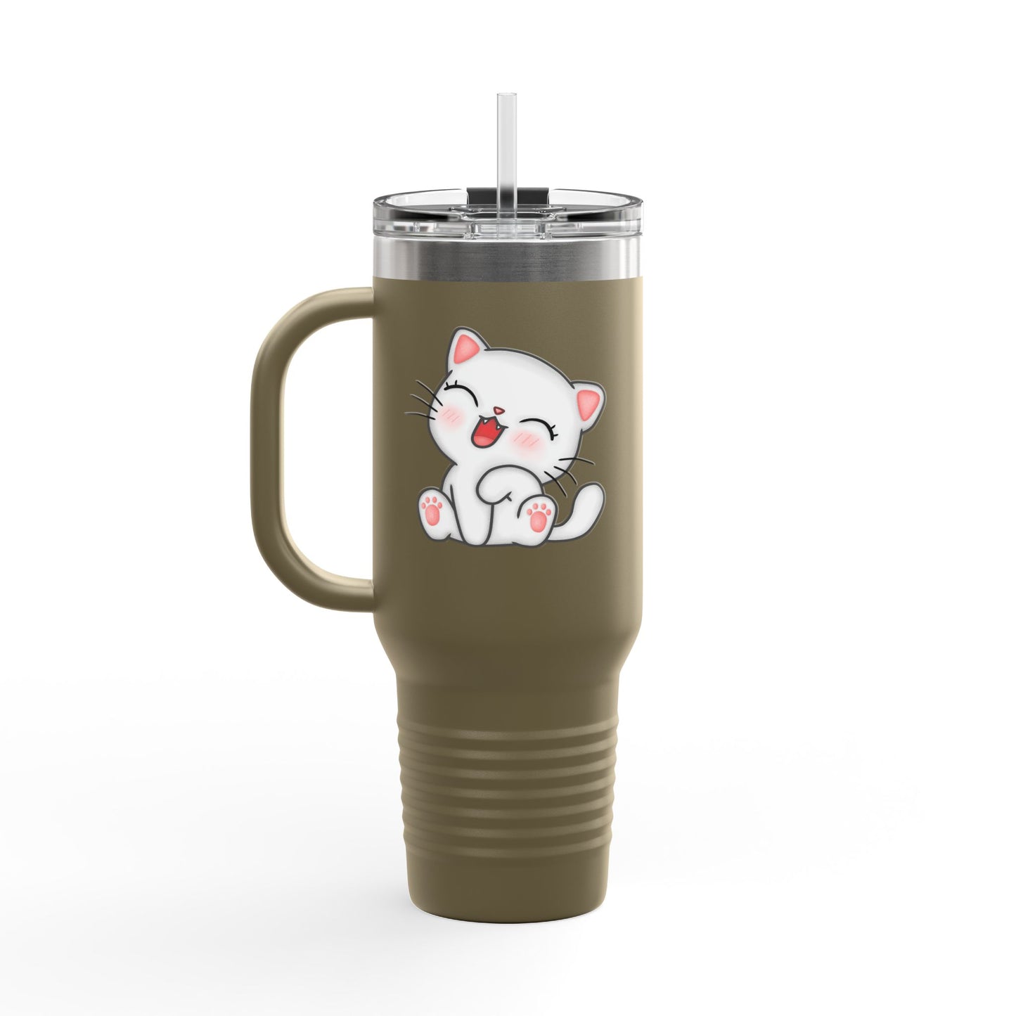 Cute Cat Insulated Travel Mug, 40oz | Funny Coffee Mug for Cat Lovers, Animal Lover Gift, Travel Tumbler, Pet Themed Drinkware