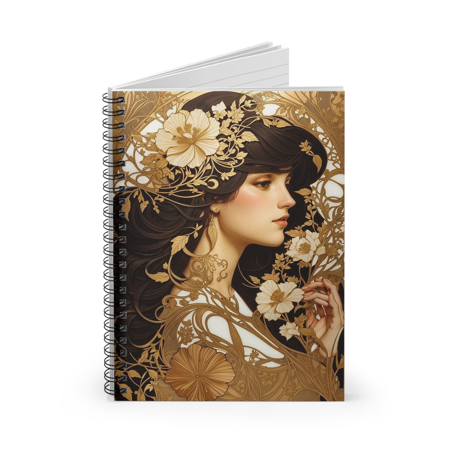Elegant Floral Spiral Notebook - Ruled Lined Journal for Writing, Sketching, Planning, Gift for Her, Aesthetic Stationery
