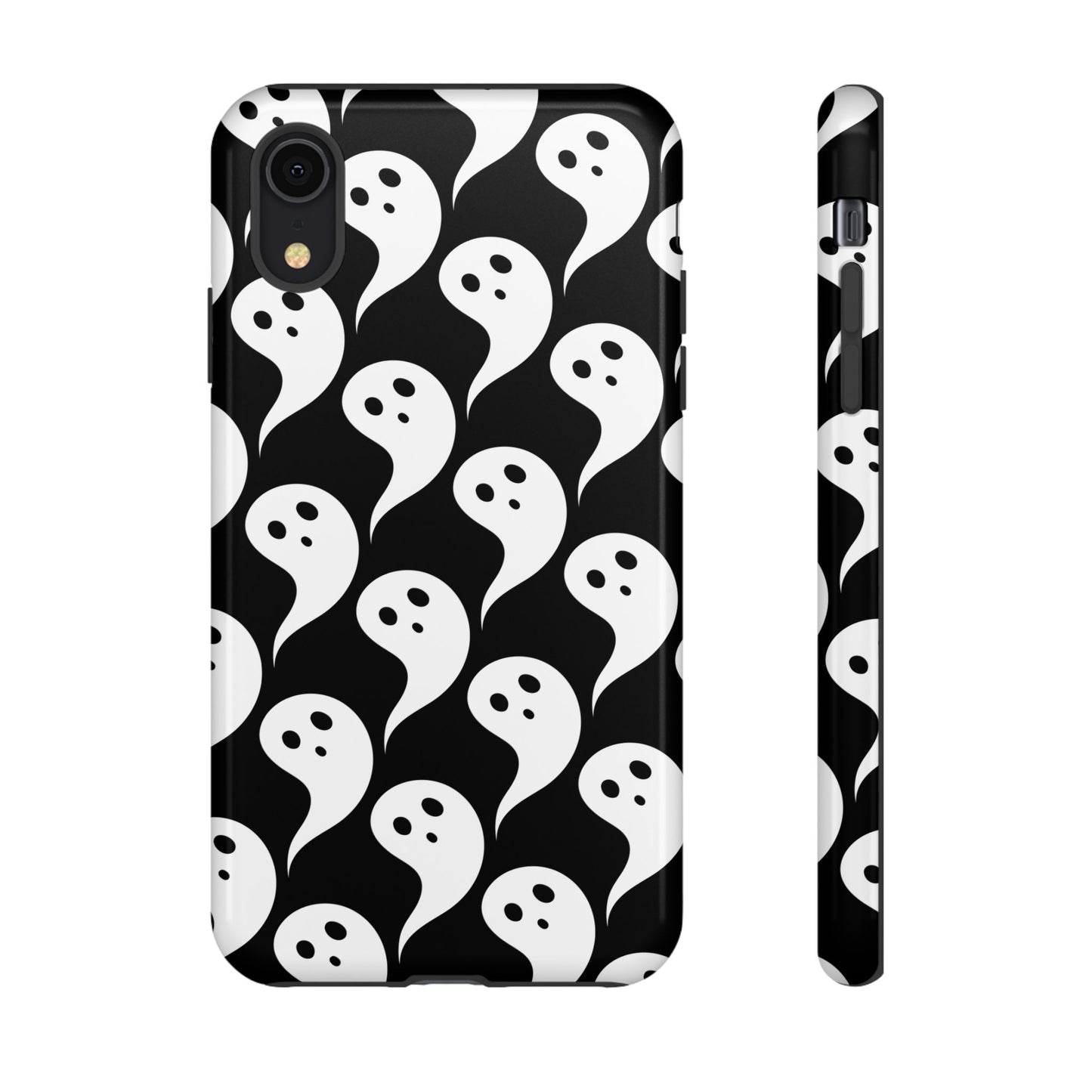 Ghost Pattern Phone Case, Cute Ghost Cell Phone Cover, Halloween Accessory, Spooky Gift, Black and White Phone Case
